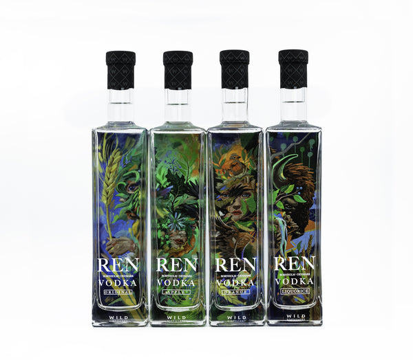 REN VODKA 4 stk. m/12 shot glas - Wild Distillery Bornholm