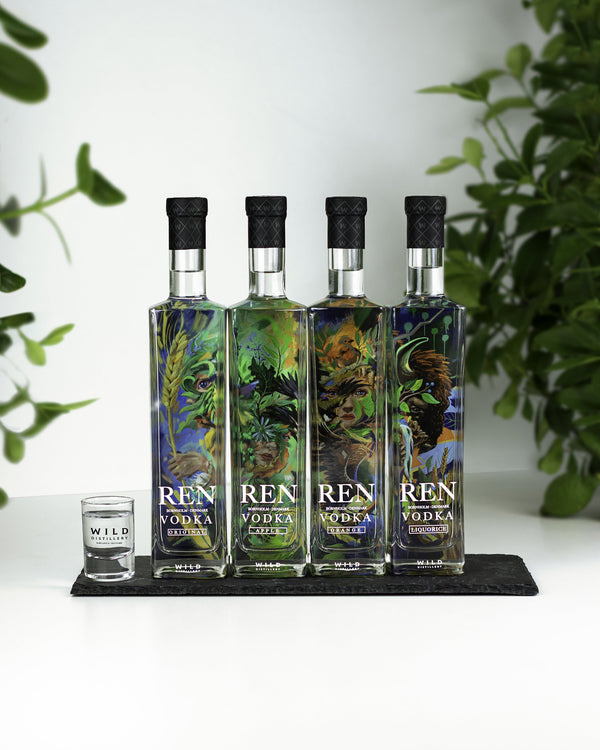 REN VODKA 4 stk. m/12 shot glas - Wild Distillery Bornholm